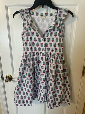 Crewcuts Girls White Dress with Pink & Green Floral Print